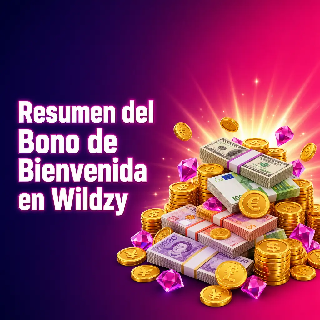 Tabla resumen del bono de bienvenida en Wildzy: casino 600% hasta 10.000 EUR y deportes 100% hasta 150 EUR
