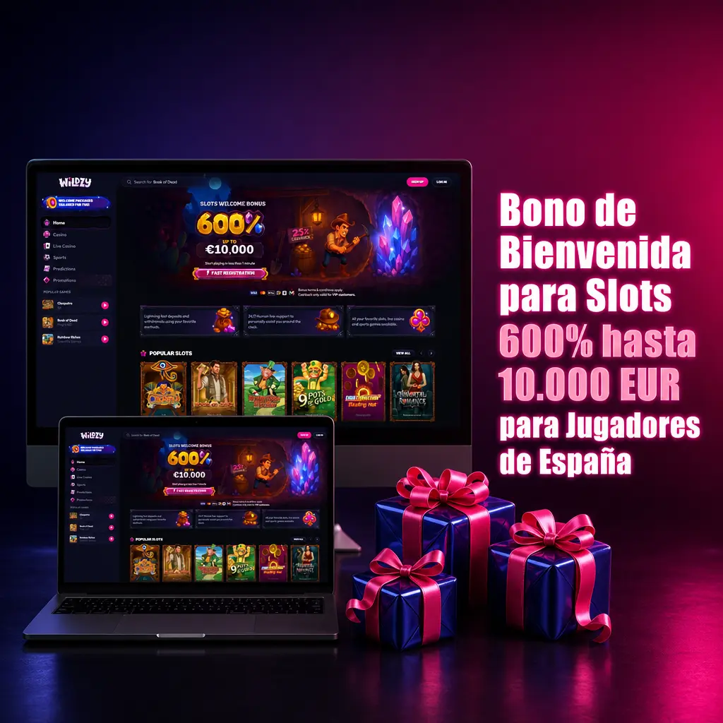 Bono de bienvenida Wildzy 600% hasta 10.000 EUR en tragaperras para jugadores de España